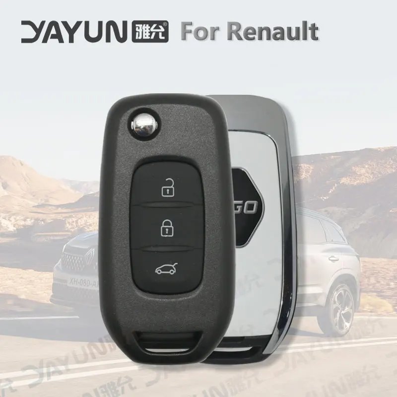 YAYUN ForRenault Kadjar Captur Symbol Kaptur Megane Logan 2013- 2018 3 Buttons Flip Remote Key Shell With Logo Blank