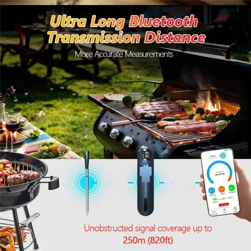 

ABVT-Wireless Digital Meat Thermometer Bluetooth Meat Thermometer Grill BBQ Oven Cooking Meat Thermometer