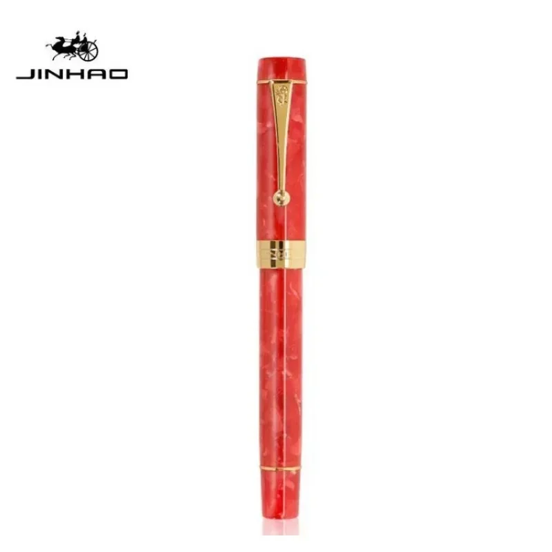 Imagem -06 - Jinhao 100 Caneta Tinteiro de Resina Centenária Ponta Fina 18kgp Clipe Dourado Presente de Negócios Material Escolar de Escritório Papelaria pk 9019