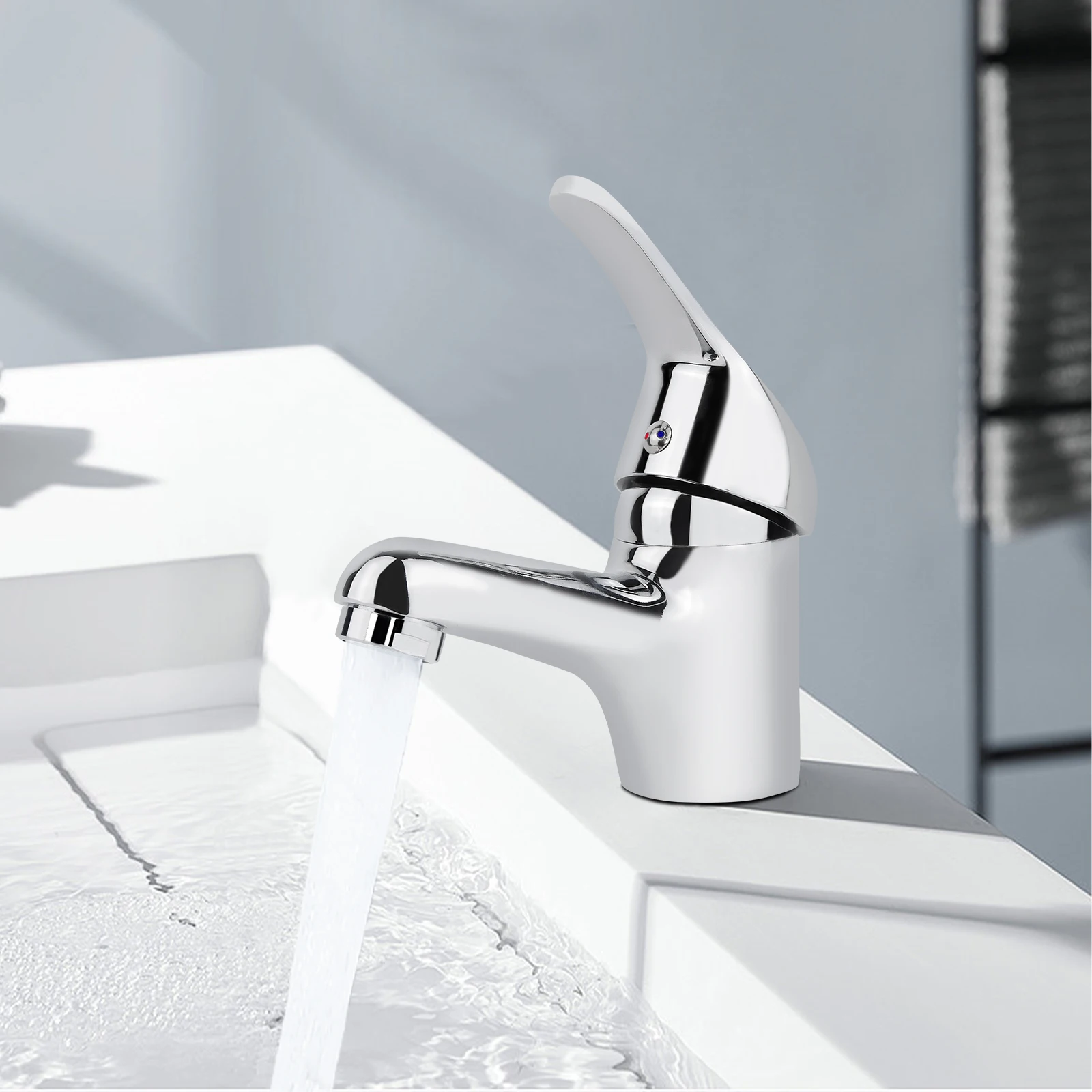 Bathroom Sink Taps Hot Cold Mixer Tap Single Lever Faucet Monobloc Modern Basin Taps with Fitting Hoses for Bathroom Kitchen