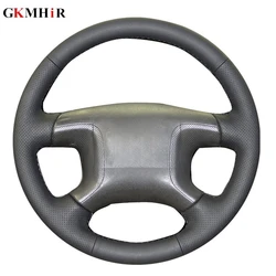 Black Artificial Leather DIY Hand-stitched Car Steering Wheel Cover for Mitsubishi Pajero 2004 2005 2006 2007 2008 2009 2010