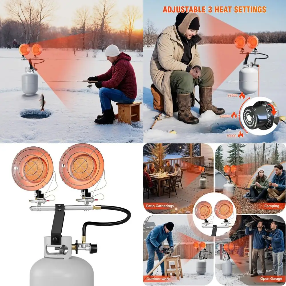 

Портативный пропановый радиационный обогреватель, двойная бак мощностью 30 000 БТЕ, 3 режима, функция безопасности