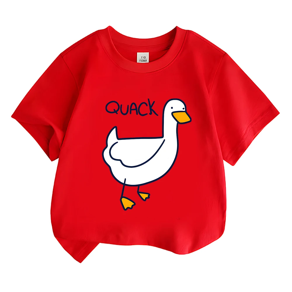 

New Quack Quack Graphic Printing T-Shirt Casual kawaii Round Neck TeeShirt Children Cotton Comfortable Tshirt Camisetas Clothing