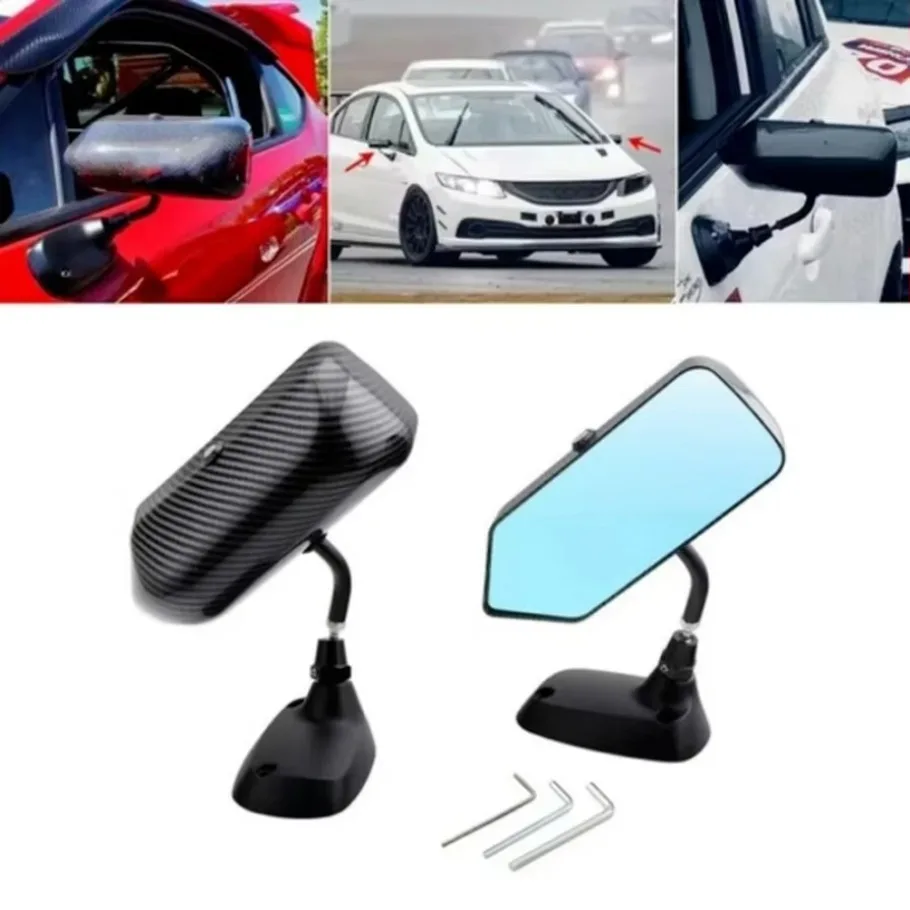 1x Carbon Fiber Look Car Racing Door Side Rearview Wing Mirrors F1 Style Universal