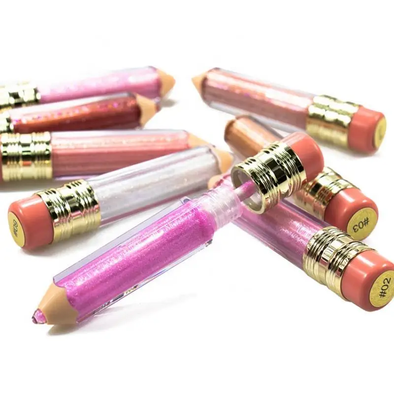 Glitter Kids Lip Gloss Private Label Makeup Shiny Pencil Tubes Vegan Cute Lipgloss Wholesale Items For Business 50pcs