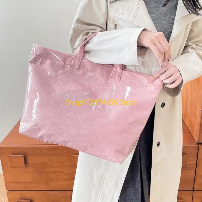 

G5AE Spacious Top Handle Bag Large Kraft Paper Handbag for Gym and Leisure Activities