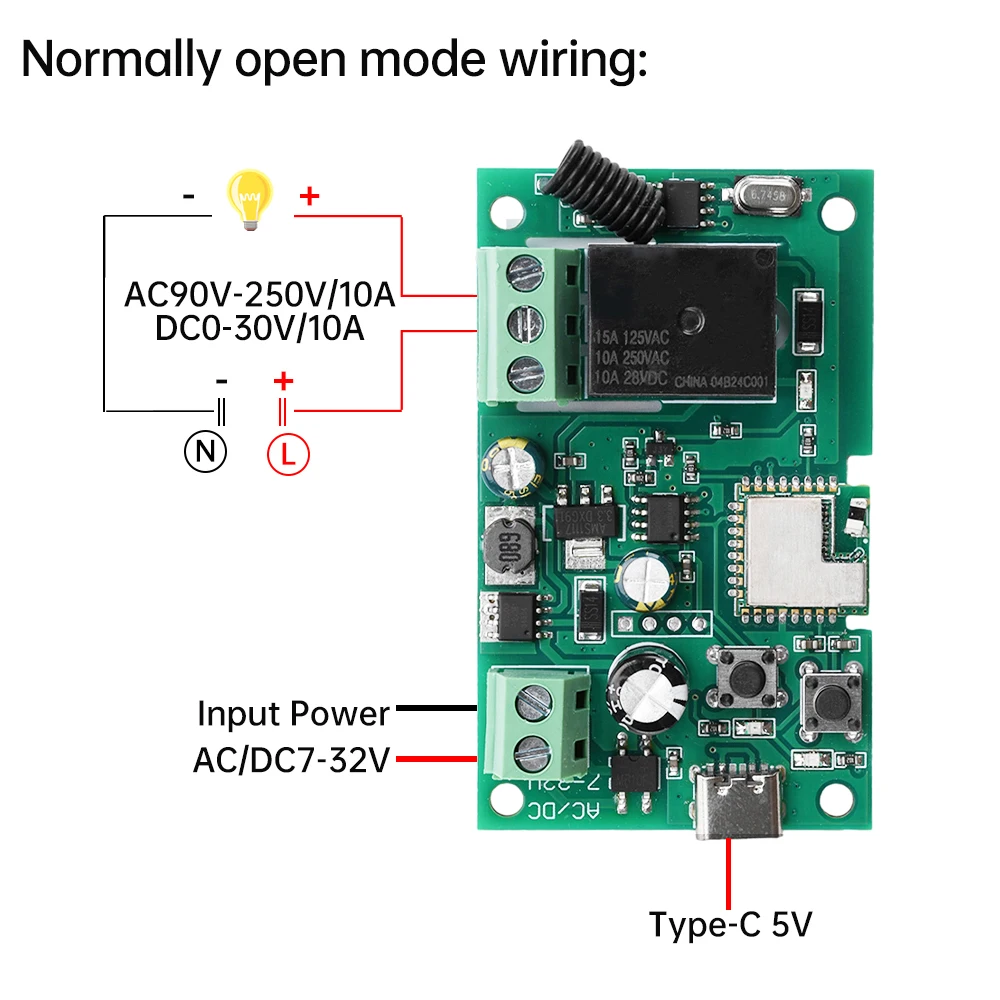 DC7-32V /DC5V 1CH Wifi Relay Module for eWeLink APP Remote Control Self-lock Wireless Delay Relay for Smart Intelligent Home