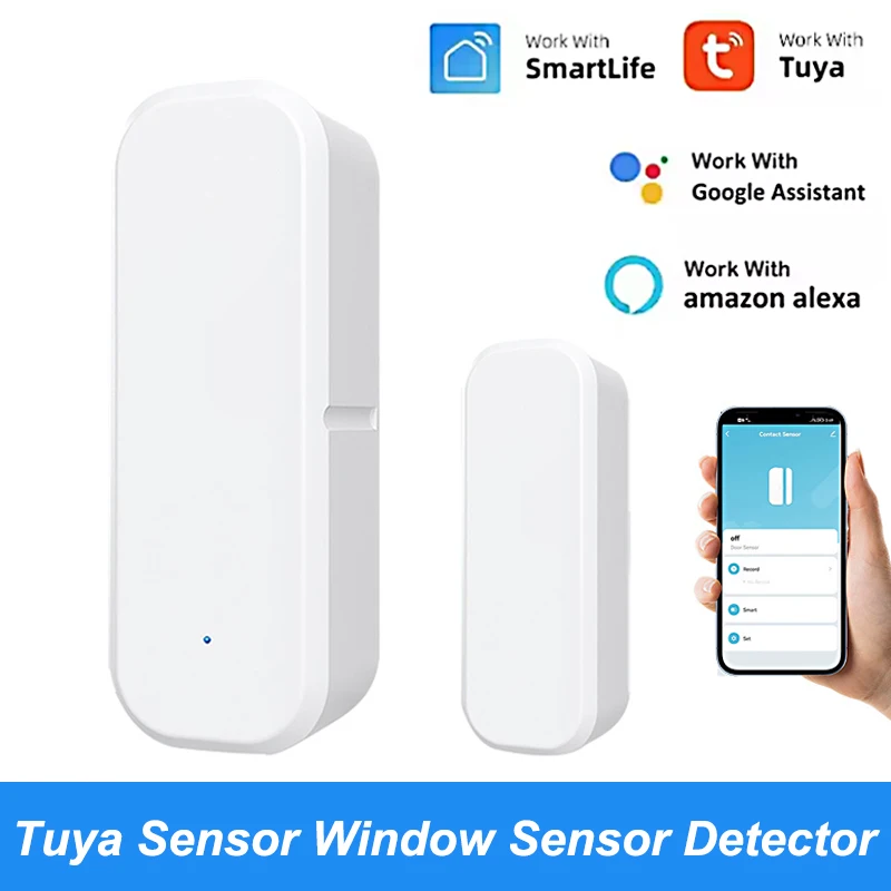 

Умный дверной датчик Tuya Wi-Fi, детекторы открытия/закрытия дверей для умного дома, датчик окна, умная жизнь, работает с Google Home Alexa