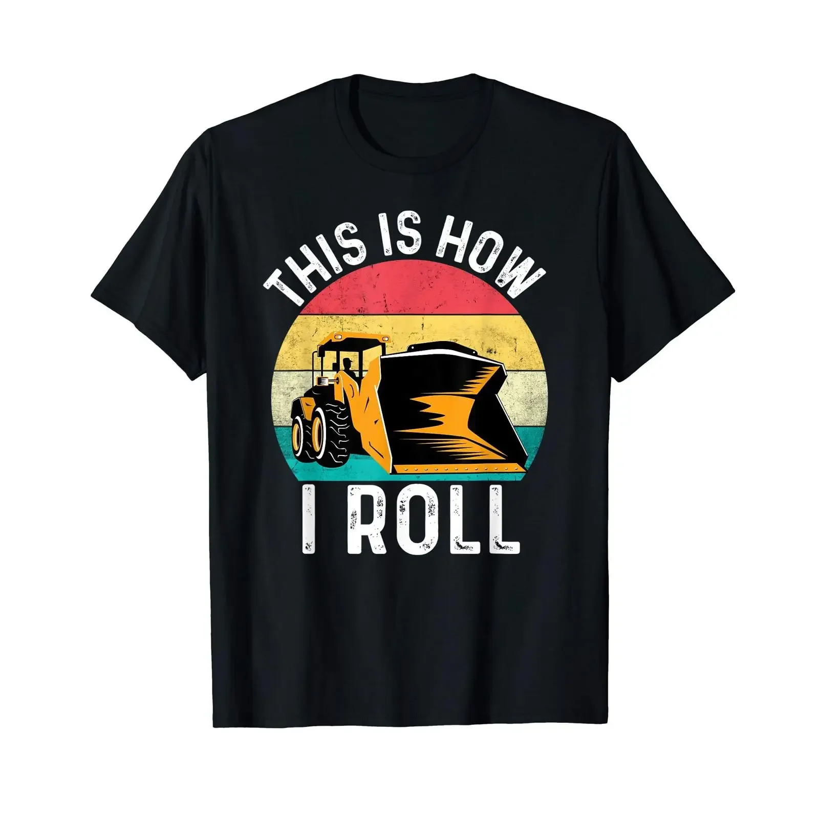 So Rolle ich Bulldozer Retro Vintage T Shirt vintage Washed Breathable fashion Unisex Stretched Versatile graphic Comfortable