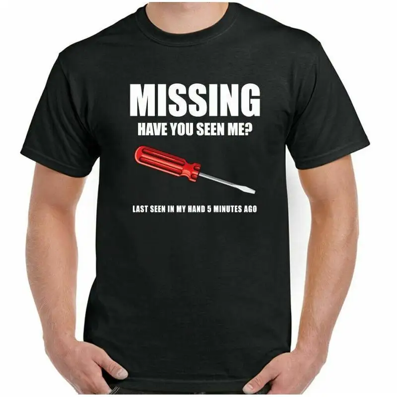 

MISSING SCREWDRIVER T-SHIRT Funny DIY Tradesman Electrician Carpenter Tee Top