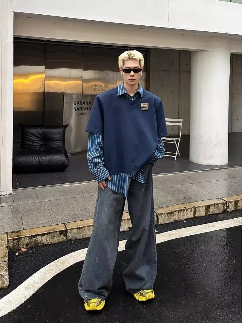 

Толстовка в полоску в корейском стиле с пэчворком, размер 300 Pou, модная, теплая, с длинными рукавами, для весны