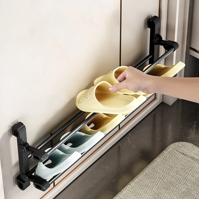 الحائط رف الأحذية الحرة لكمة النعال رف الحمام خطاف النعال الأحذية تخزين الرف تجفيف الرف الباب الأحذية حامل معلق