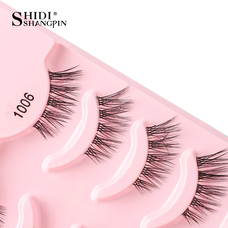 SHIDISHANGPIN 3/5 Paar halbe Wimpern, transparenter Stiel, unsichtbares Band, künstliche Nerzwimpern, wiederverwendbar, falsche Wimpern, natürlich, flauschig – Detail 17