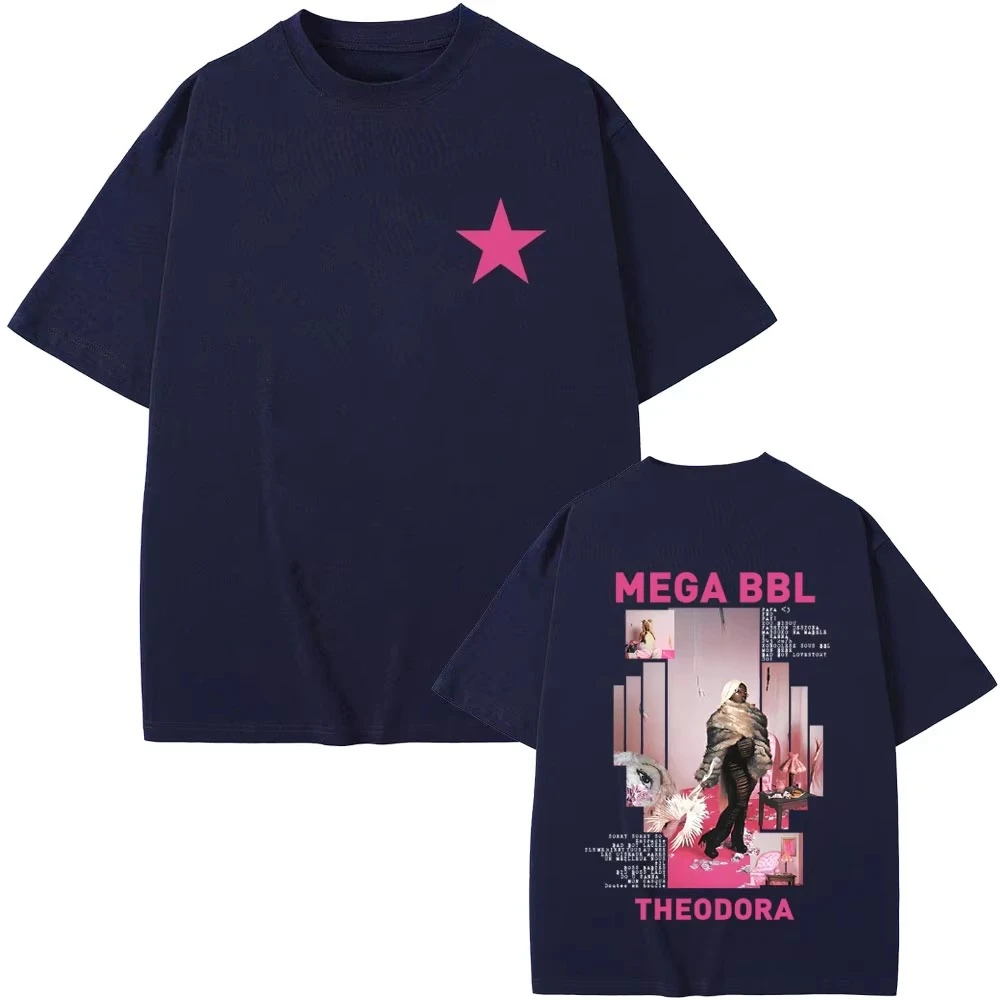 Theodora Mega Bbl Album Graphic T-shirt Vintage Washed Music Merch Harajuku Unisex Oversized Crew Neck Cotton Short Sleeve Tops