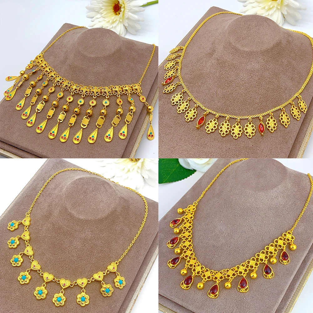 18K Gold Electroplated color-proof tassels Necklace for Women Luxury Fine Jewelry wedding gift choker Clavicle