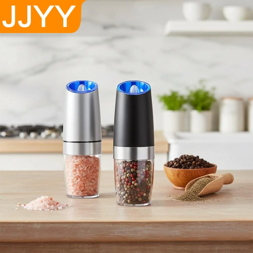 

Electric Salt Pepper Grinder Set Battery Powered Gravity Mill Automatic Adjustable Coarseness with LED Light Kitchen Gadget
