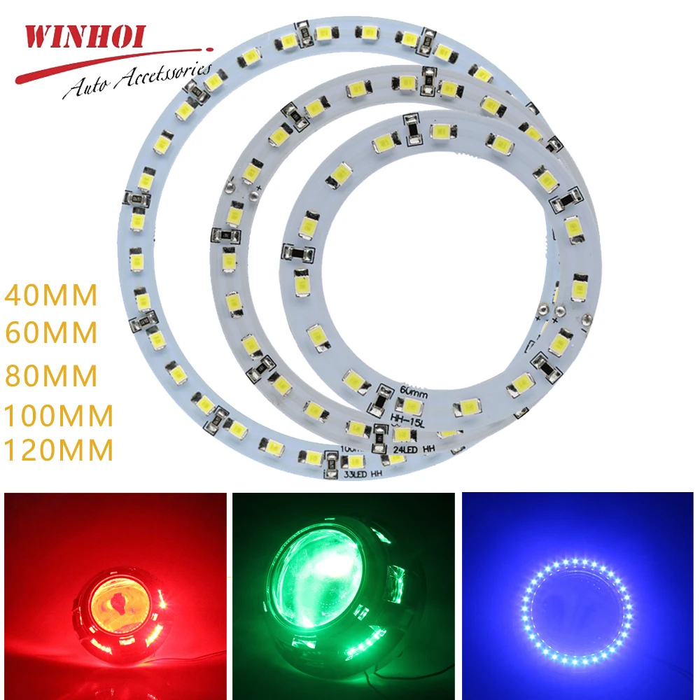 LED Ring Angle Eyes Reflektor samochodowy Halo Lights 1210 3525 Led Angle Eyes Żarówka 40mm 60mm 80mm 100mm 120mm Czerwony Biały Niebieski 12V DRL