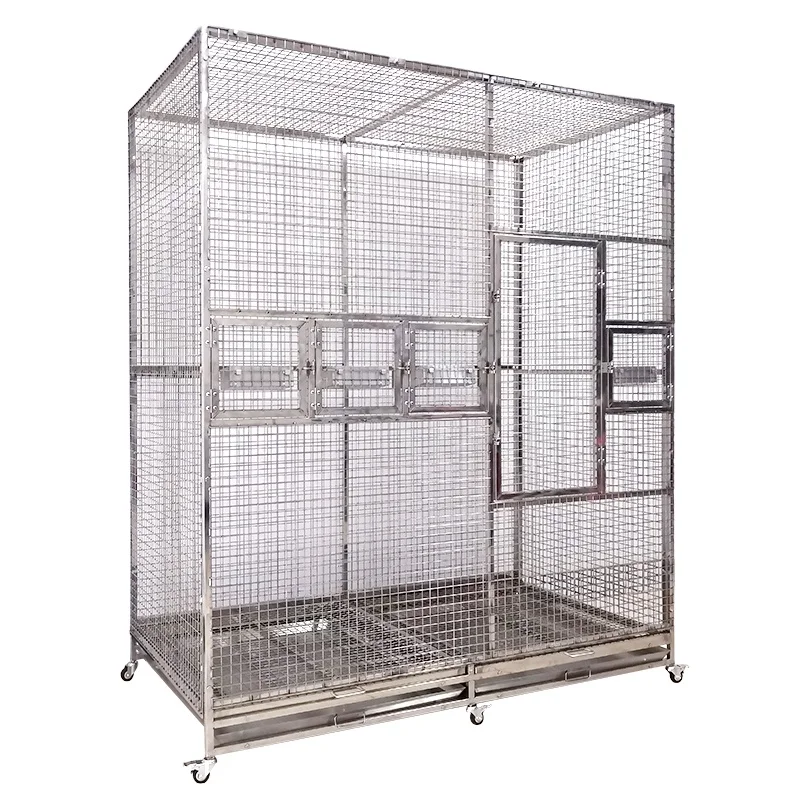 

LIZE PET Wholesale Bird Cage Veterinary Equipment Pet Breeding Bird Parrot Pigeon Cage Stainless Steel Silver Square T-T Luxury