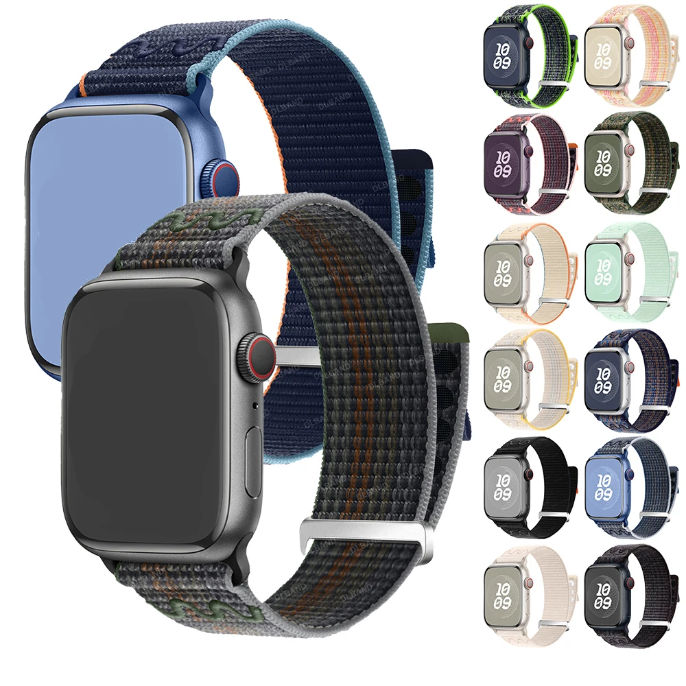 

Нейлоновый ремешок для часов с петлей для Apple Watch, ремешки 44 мм, 45 мм, 40 мм, 41 мм, 42 мм, браслет iWatch series 9 8 7 6 SE 5 4 Ultra 2 49 мм, ремешок
