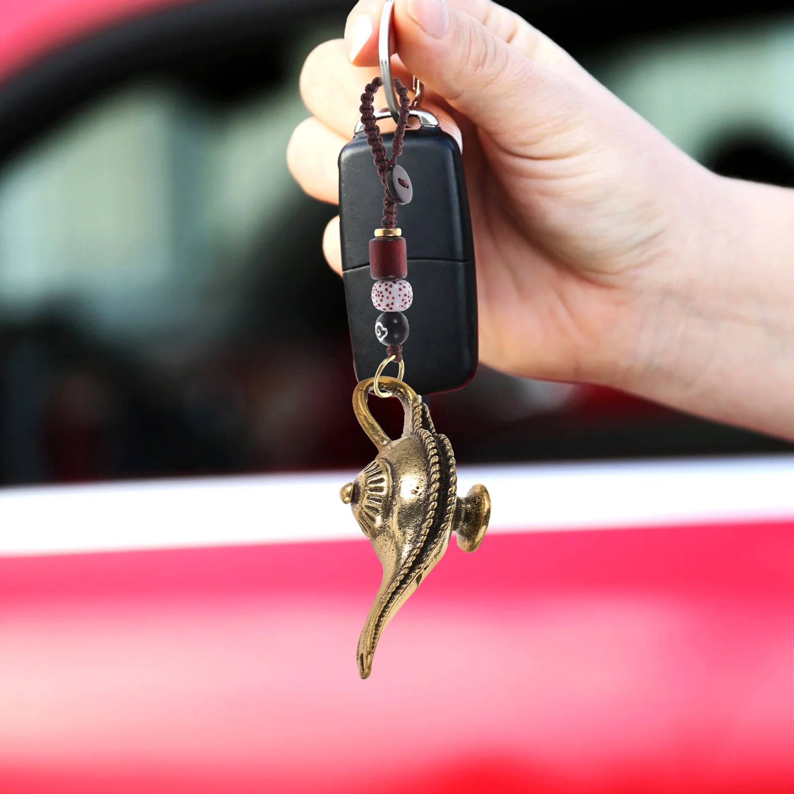 5 قطع النحاس مصباح قلادة المفاتيح الصغيرة كيرينغ سحر النحاس الاكسسوارات خمر #3