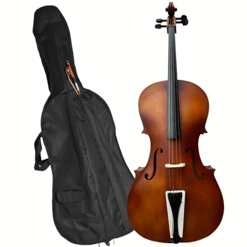 4/4 Matte Natural Color BASSWOOD Panel Cello with Bag Bow, Classical Music, Orchestra Instrument, Vintage Cello, Classic Look - view 2