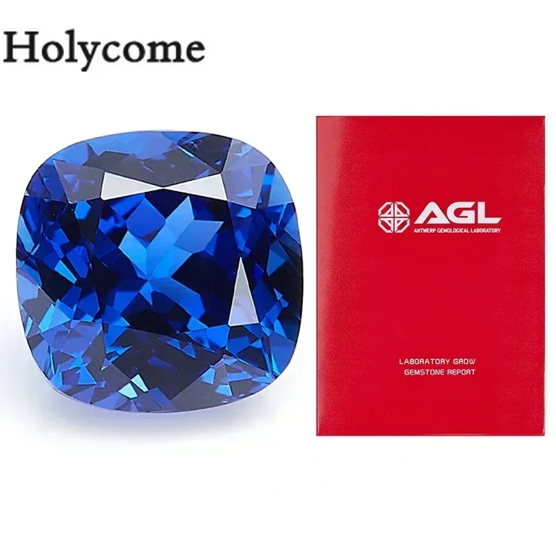 

Holycome [Lab Grown Sapphire] Фабричная форма подушки синего цвета бриллиантовой огранки VVS1 Модные бусины из свободного камня с сертификатом AGL