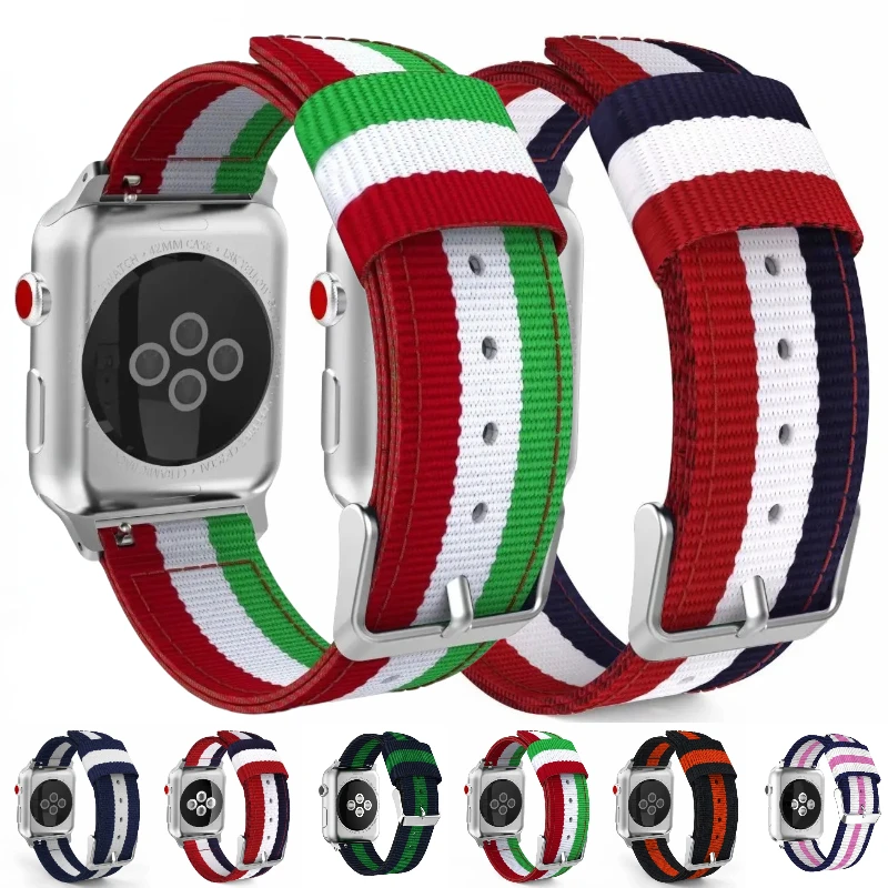 

Nylon Strap Compatible with Apple Watch 10 9 8 7 46mm 45mm for 6 5 4 SE 44mm 40mm Bracelet Strap IWatch 3 42mm 38mm Sports Strap