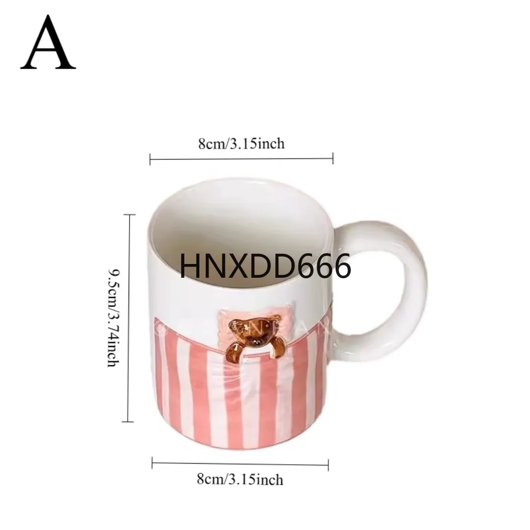 

1PC high-value cute sweetheart bear ceramic cups household simple mug coffee cup breakfast milk cup