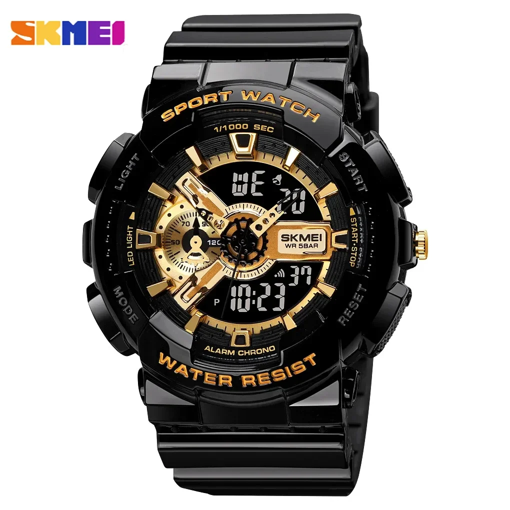 SKMEI 1688 Dual Display Man Wristwatches LED Chrono Alarm Clock Mens Watches Sports Digital Watch for Men Shockproof Waterproof