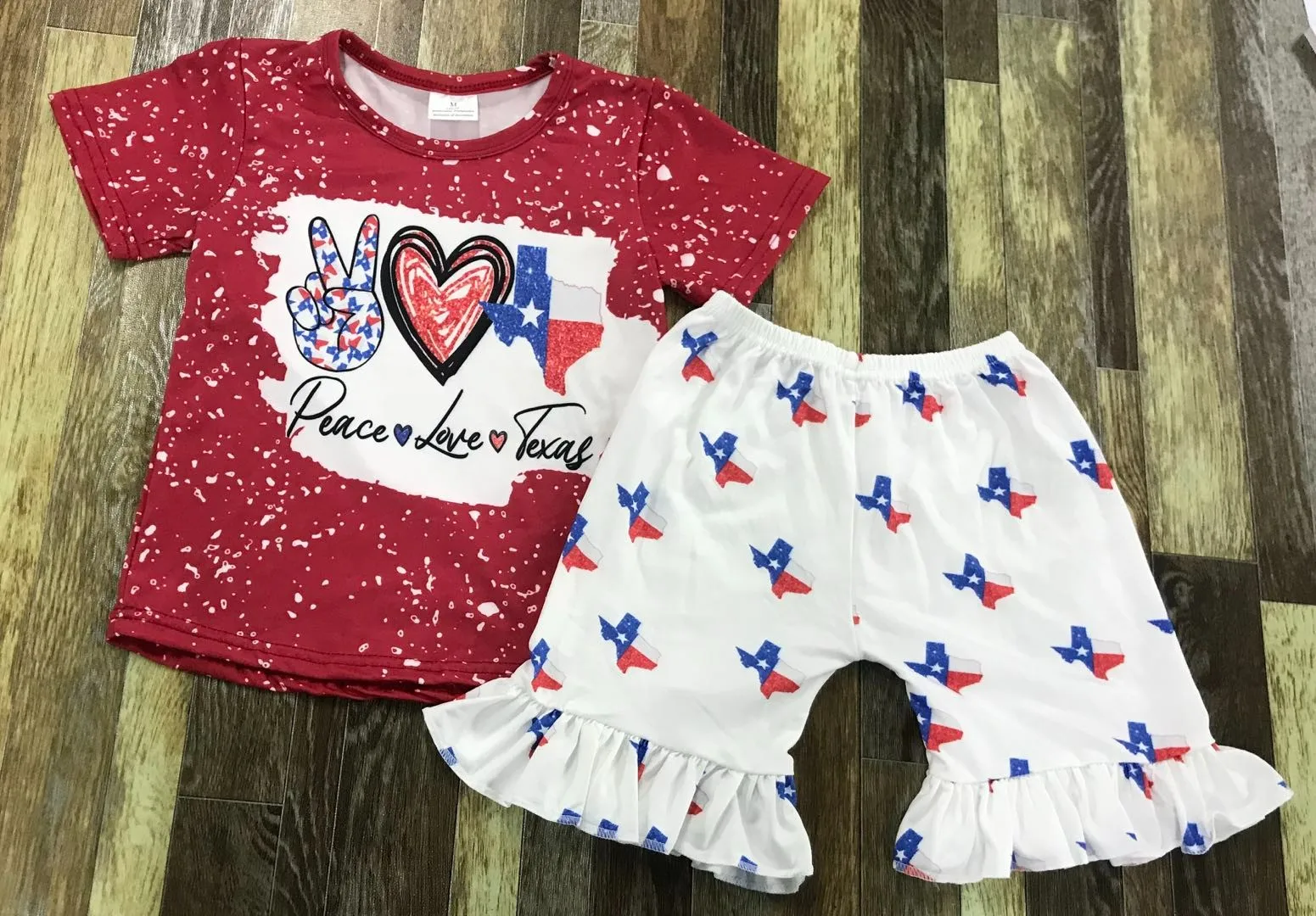 Red Girl Valentine's day Boys and baby Sets short sleeves and shorts Kids clothes loving romantic childrens clothes