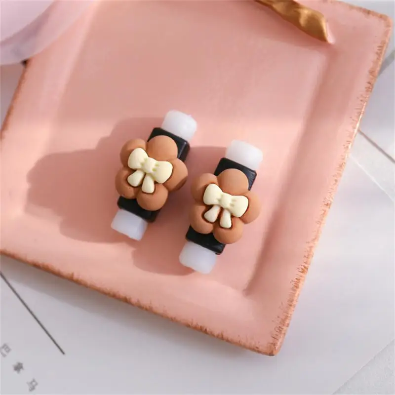 Cute Milk Coffee Color Data Cable Protective Sleeve Cute Cartoon Mobile Phone Charging Cable Anti-break Protector Wired Earphone