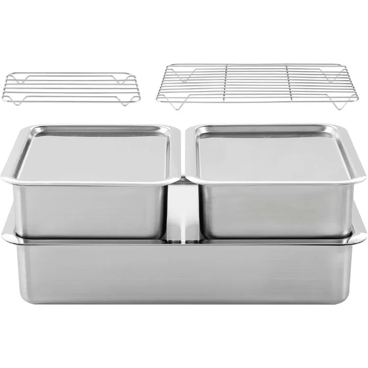 BLoCK Low 3 قطعة مجموعة حاويات تخزين المواد الغذائية من الفولاذ المقاوم للصدأ مع أغطية وشبكين أجهزة المطبخ مقلاة الفندق غسالة صحون آمنة قبل #1