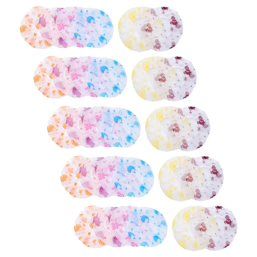 

30pcs Waterproof Shower Cap Matte Print Elastic Opening Reusable Bath Caps for Women Girls Kids Toddler Hair Protection