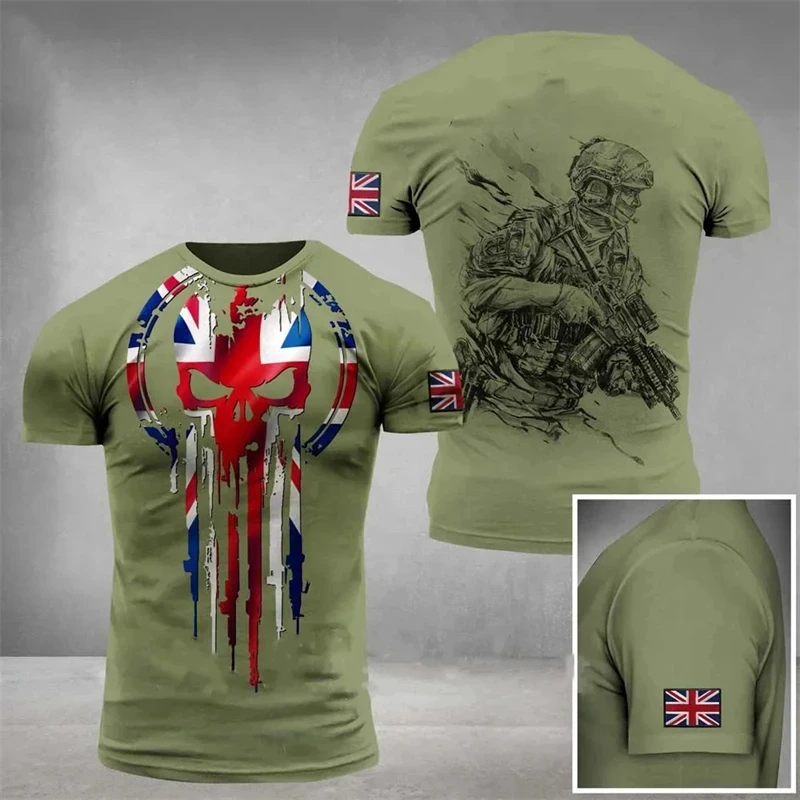 The UK Flag Camouflage T-Shirt For Men/Women 3D Print British Camo T shirt England Veteran O-Neck Top Oversized Short Sleeve Tee