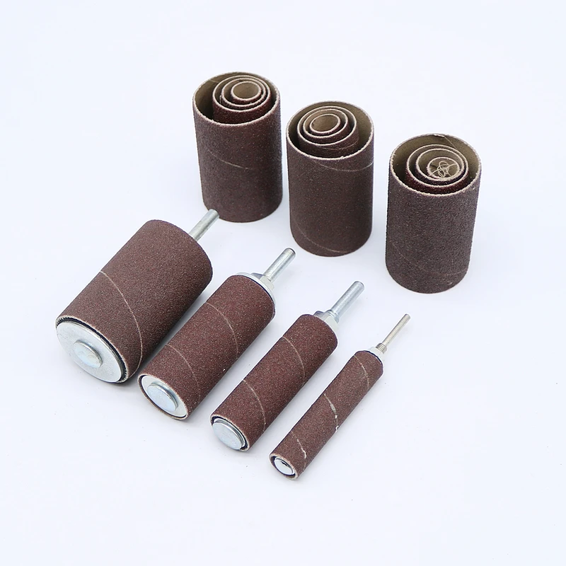 1Set Drill Press Sanding Drum Set 4 Sizes Rubber Sanding Drums 80/120 Grit Abrasive Sleeves for Woodworking And Metalworking