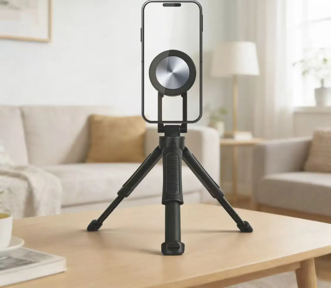 mini Retractable Magnetic Desktop Tripod 1/4 Gimbal Base Live Stream Stand for Phone Mirrorless Camera