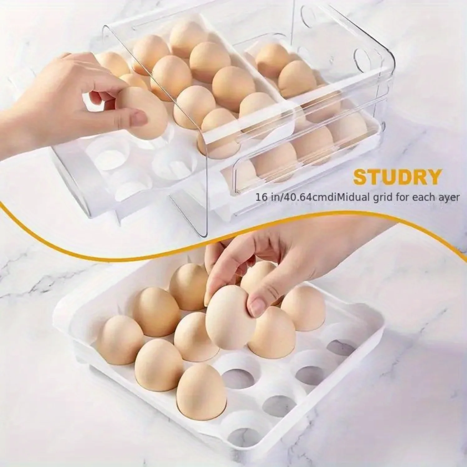 Egg Basket Double Layer Stackable Large Capacity Box for 32 Eggs Refrigerator Cabinet Shelf Counter Kitchen Organizers Accessori