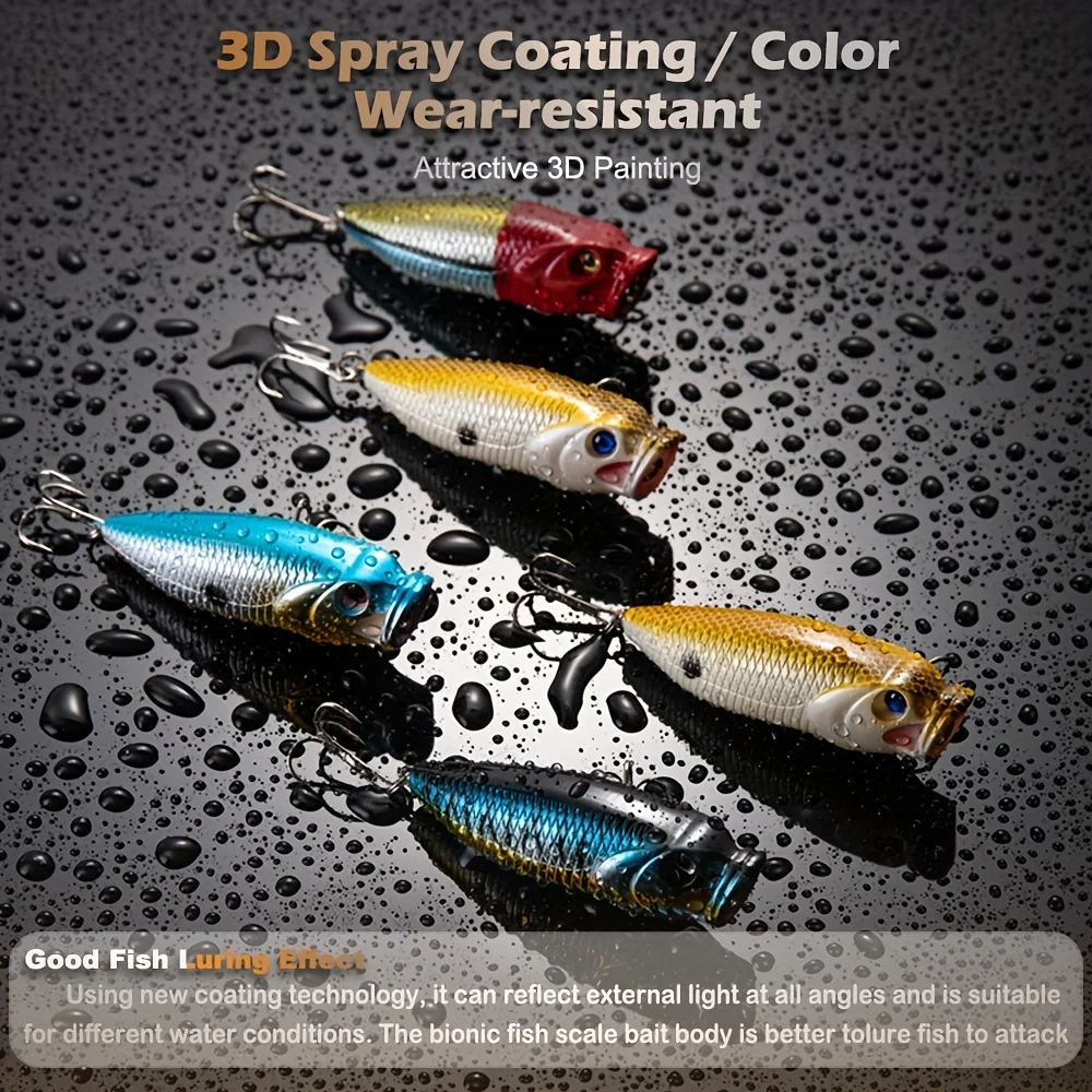 Goture 5PCS Fishing Lure 8cm/14g Popper Floating Hard Bait Artificial Chatterbait Fishing Lure Perch Pesca Fishing Hook