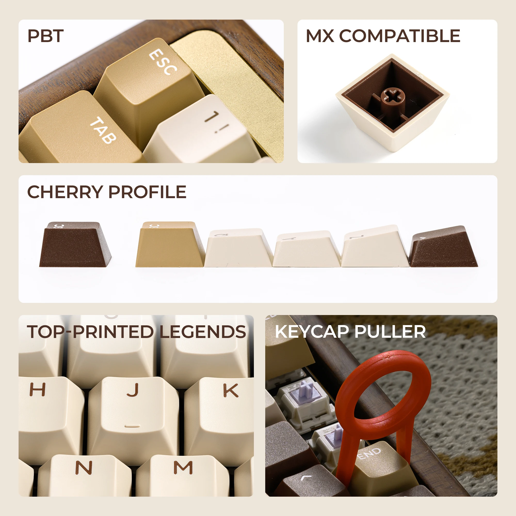 XVX Retro Cherry Series Color Matching Double-Shot PBT Keycap Set Non Shine-Through 138-KEY