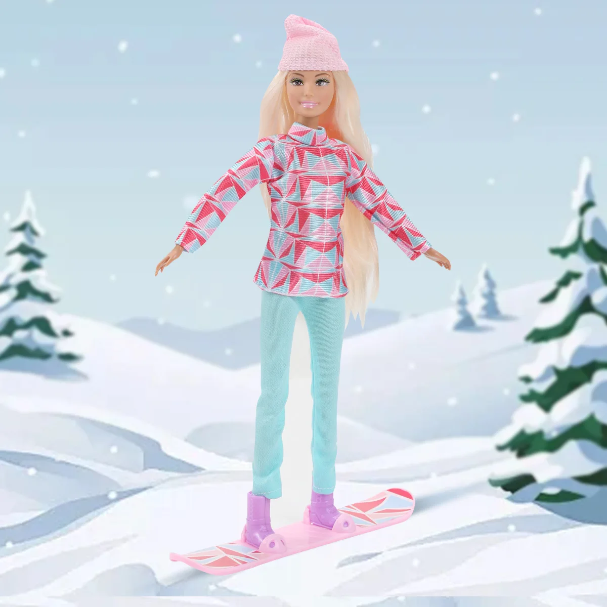 Ski Dolls Set Children Doll Toys With Ski Suit Snowboard Plastic Toys Princess Dolls Accessories Girls Play House Birthday Gift