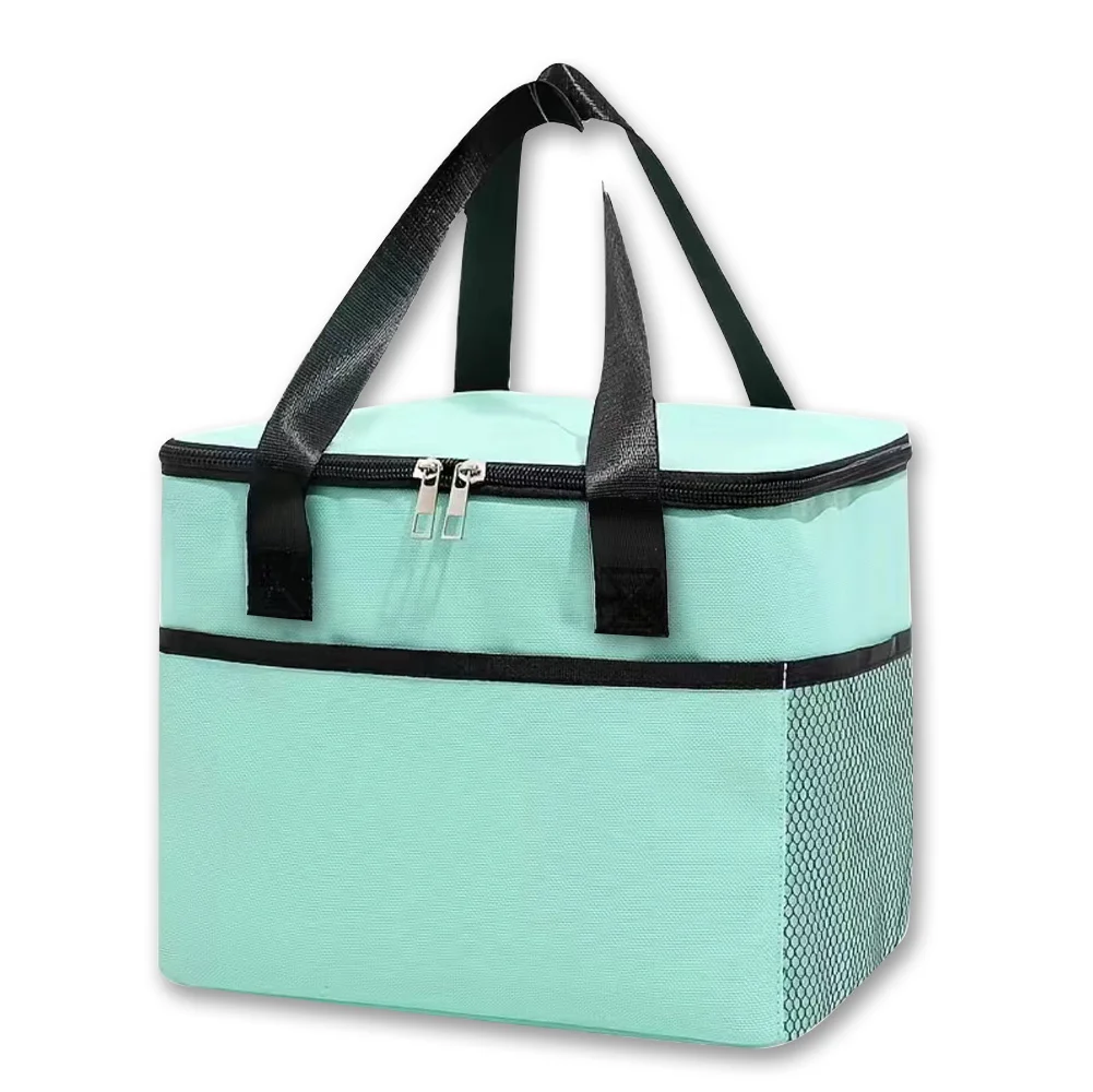 Saco térmico isolado almoço sacos de comida tote simplicidade armazenamento bolsa padrão carta azul para unisex piquenique organizador caixas