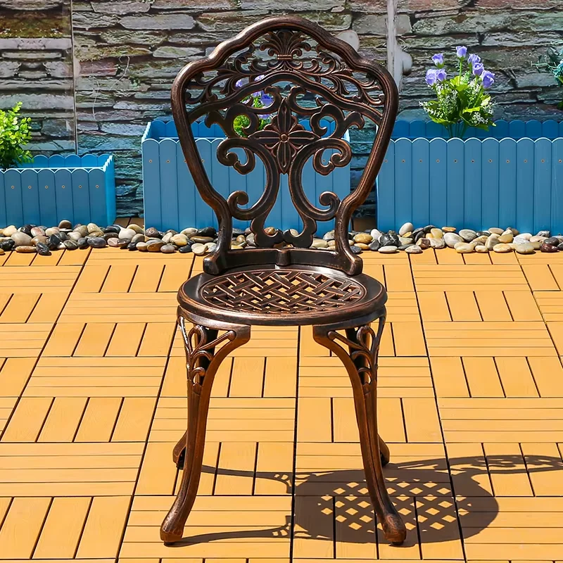 

New Cast Aluminum Chair Waterproof Patio Outdoor Chair Rust-Resistant Metal Chairs for Balcony Backyard Garden leisure Urniture