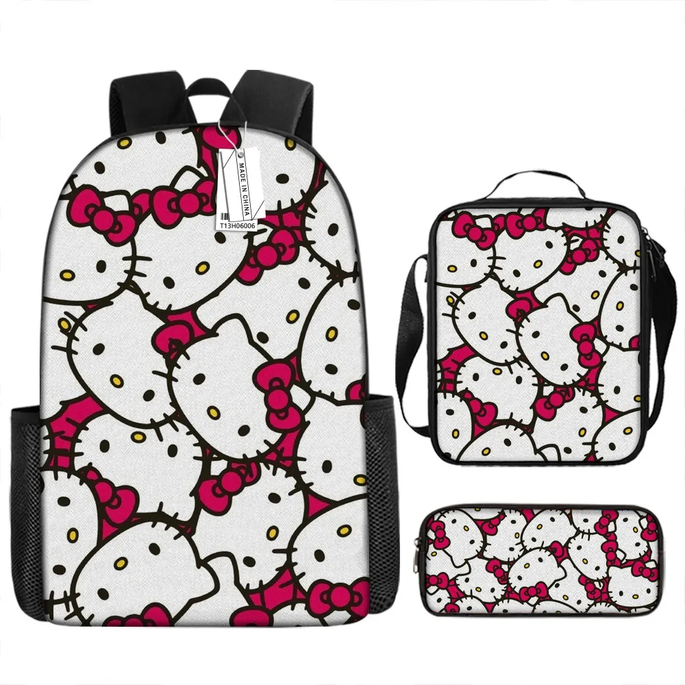 

3Pcs Kawaii Sanrio Hello Kitty Backpack Lunch Bag Pencil Bags Set Cute Cartoon Peripheral Storage Bag Crossbody Bag