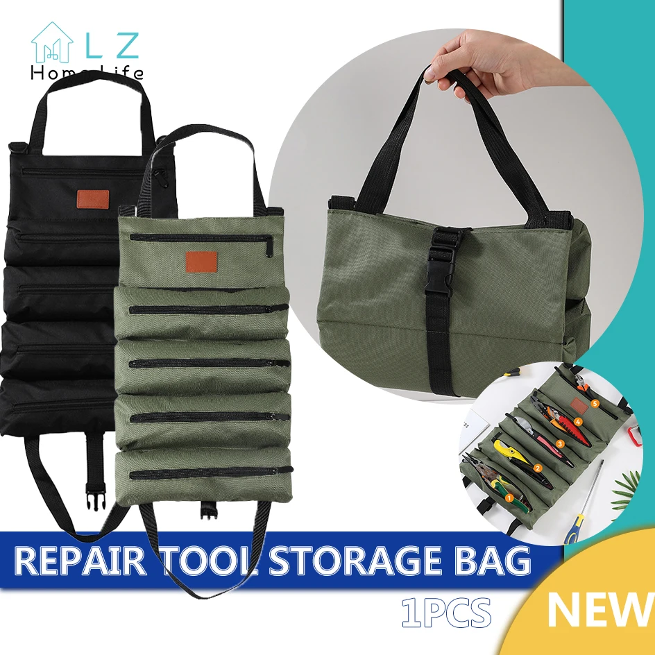 Multi-Purpose Roller Tool Bags Oxford Canvas Practical Handles Bags Chisel Electrician Carrying Toolkit Instrument Package Case