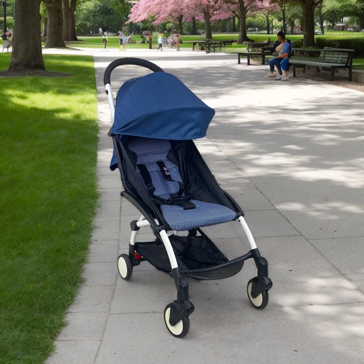 وسادة مقعد بغطاء لعربة الأطفال متوافقة مع مرتبة مقعد Babyzen yoyo مع جيب بسحاب خلفي لملحقات عربة الأطفال #3