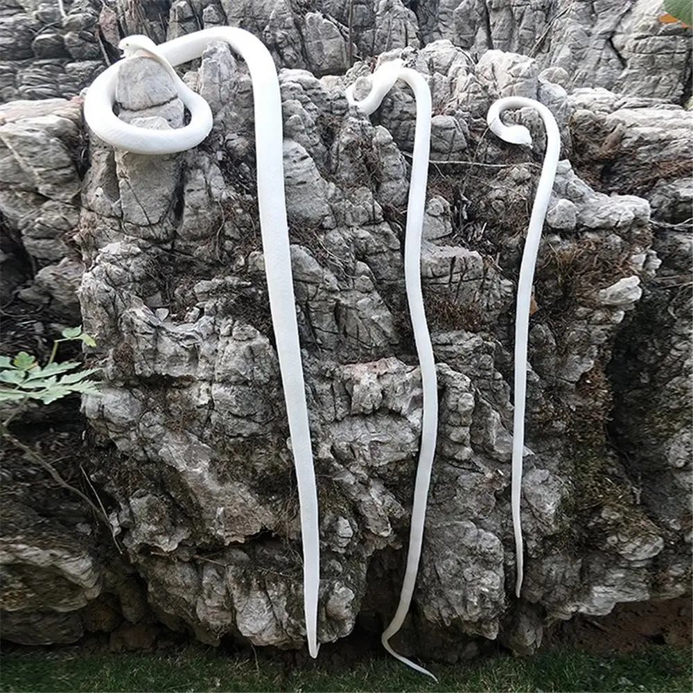 80-140CM Fake Snake Toy Simulation Snake Realistic Snake Prank Prop Cosplay Props Tricky Playthings for Kids Children (White)