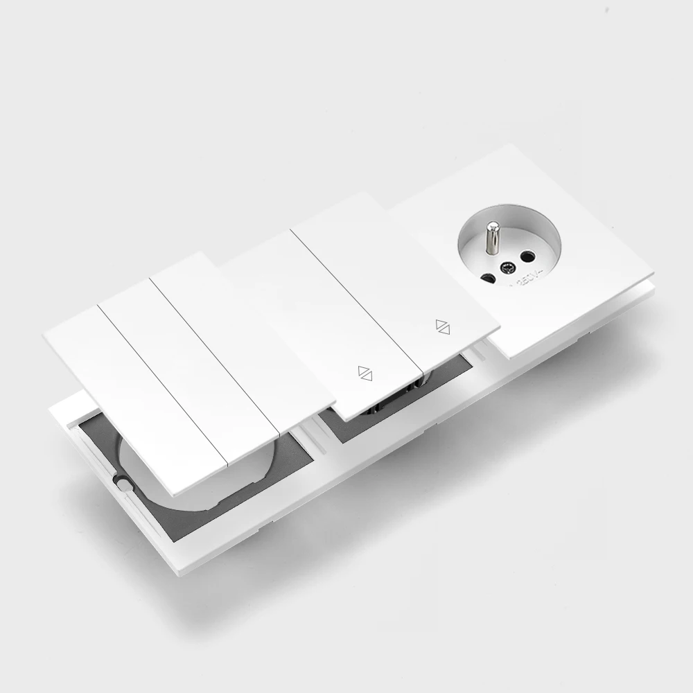 Skin Sensation France Integrated Panel Button Light Switch Wall Socket Skin Feel Paint Embedded Power Sockets DIY Combination
