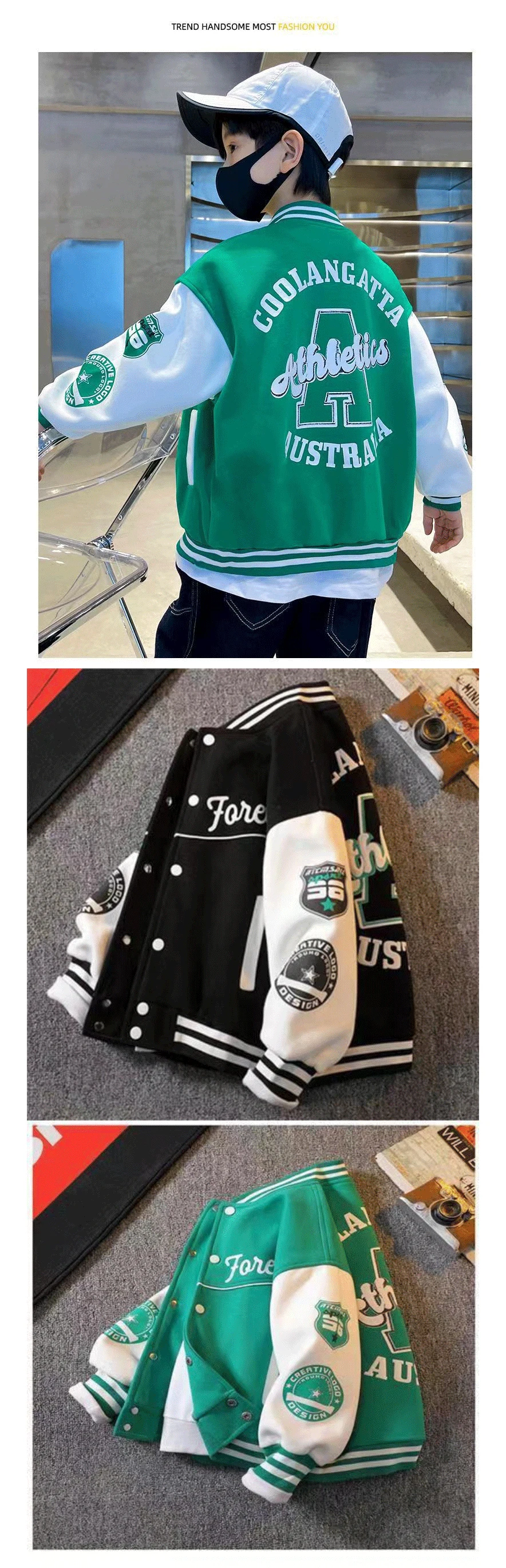 Jungen Baseball Uniform Jacken Für 3-14 Jahre Kinder Kleidung Für Teenager Jungen Sport Oberbekleidung Mantel Frühling Mode Sweatshirts – Detail 9