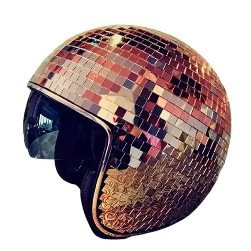 

Disco Ball Hat with Retractable Visor Unique Party Accessory DJ Club Stage Bar Glitter Mirror Glass Disco Helmets Disco Ball