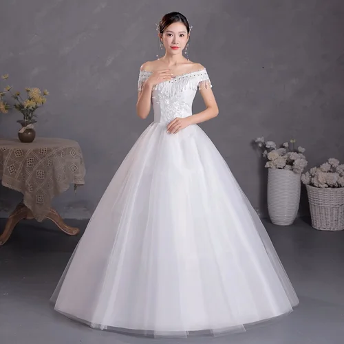 DM-2302 # Vestido de novia ligero 2025, nuevo vestido de novia sencillo de un hombro, corte ajustado y tamaño limpio, vestido de novia grande, vestido de baile de Organza